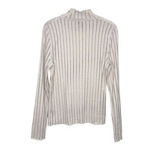 Anthropologie Pilcro Sweater Size Medium Beige Metallic Ribbed Mock Neck Shimmer